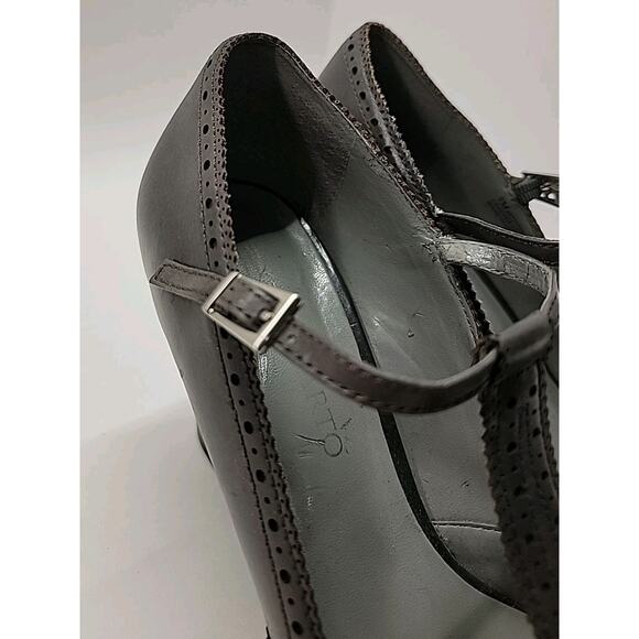 FRANCO‎ SARTO Womens MaryJane Sz 9 Gray Leather Retro T-Strap Block Heel Shoes - Picture 12 of 16